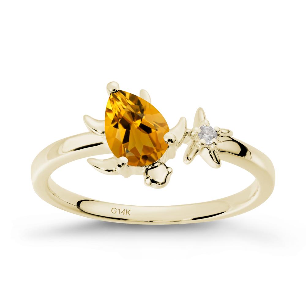 Turtle and Starfish Citrine Ring - LUO Jewelry #metal_14k yellow gold