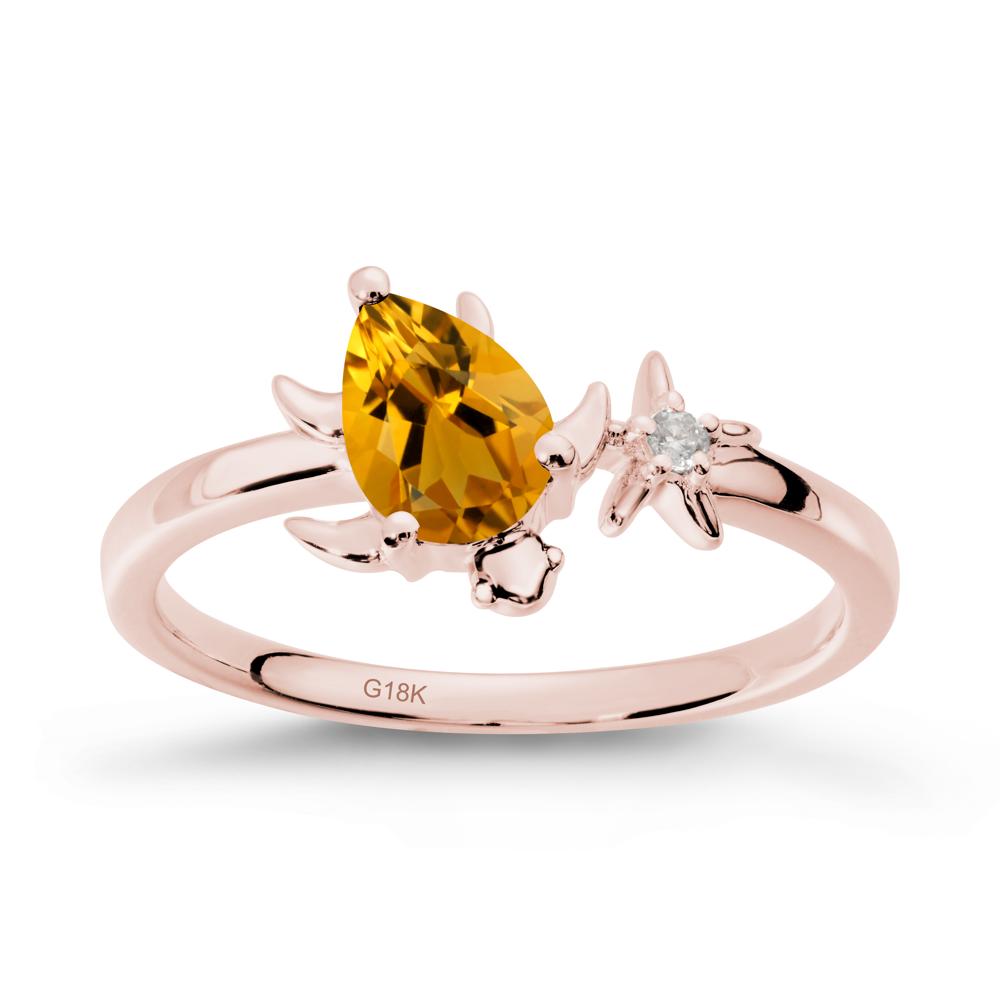 Turtle and Starfish Citrine Ring - LUO Jewelry #metal_18k rose gold