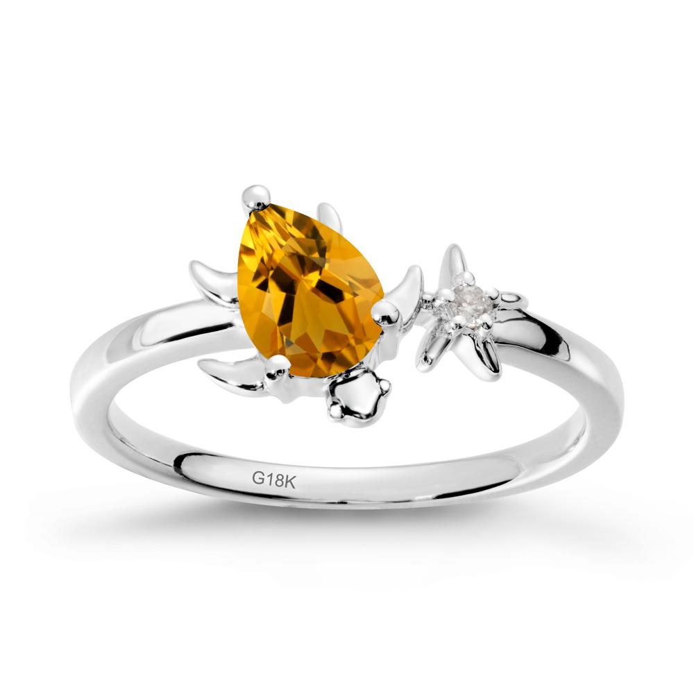 Turtle and Starfish Citrine Ring - LUO Jewelry #metal_18k white gold