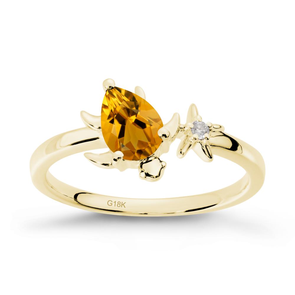 Turtle and Starfish Citrine Ring - LUO Jewelry #metal_18k yellow gold