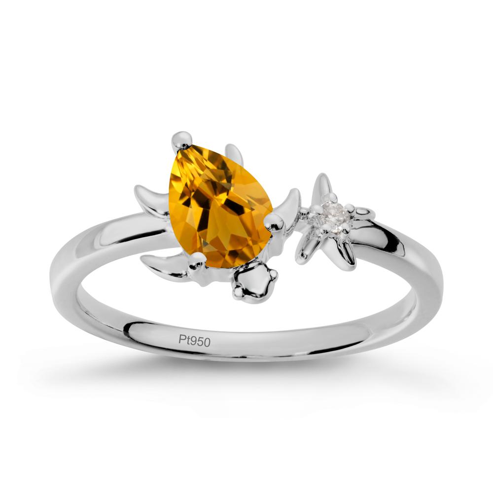 Turtle and Starfish Citrine Ring - LUO Jewelry #metal_platinum