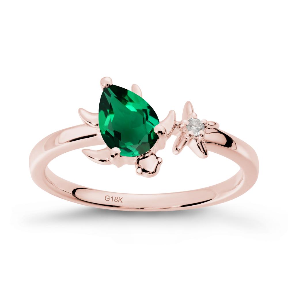 Turtle and Starfish Emerald Ring - LUO Jewelry #metal_18k rose gold