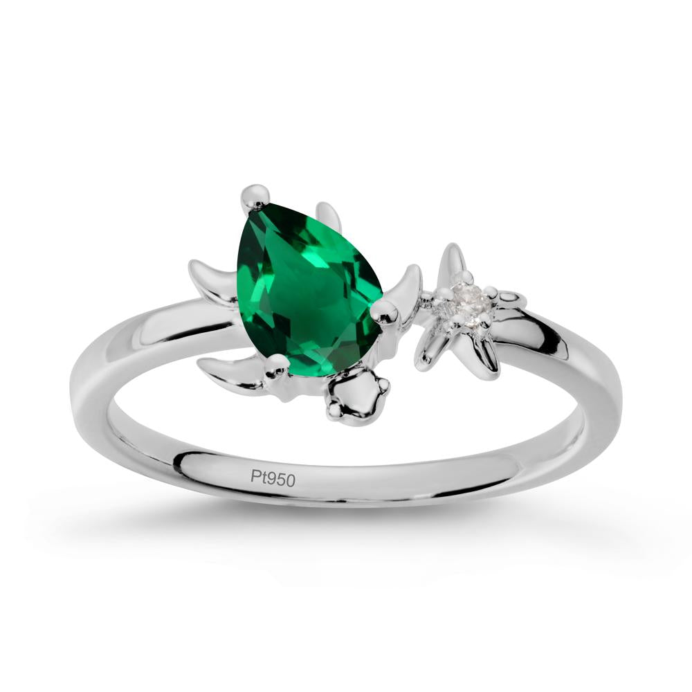 Turtle and Starfish Emerald Ring - LUO Jewelry #metal_platinum