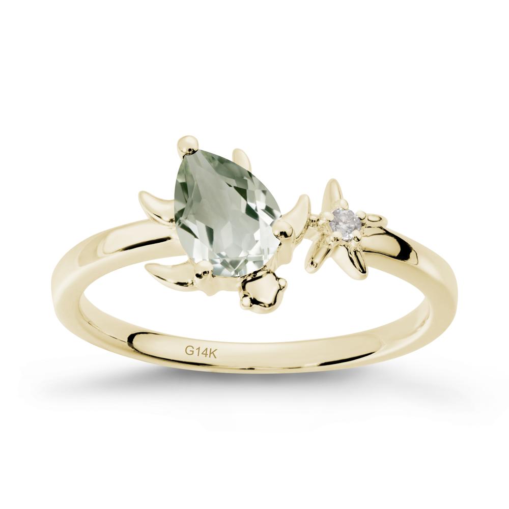 Turtle and Starfish Green Amethyst Ring - LUO Jewelry #metal_14k yellow gold