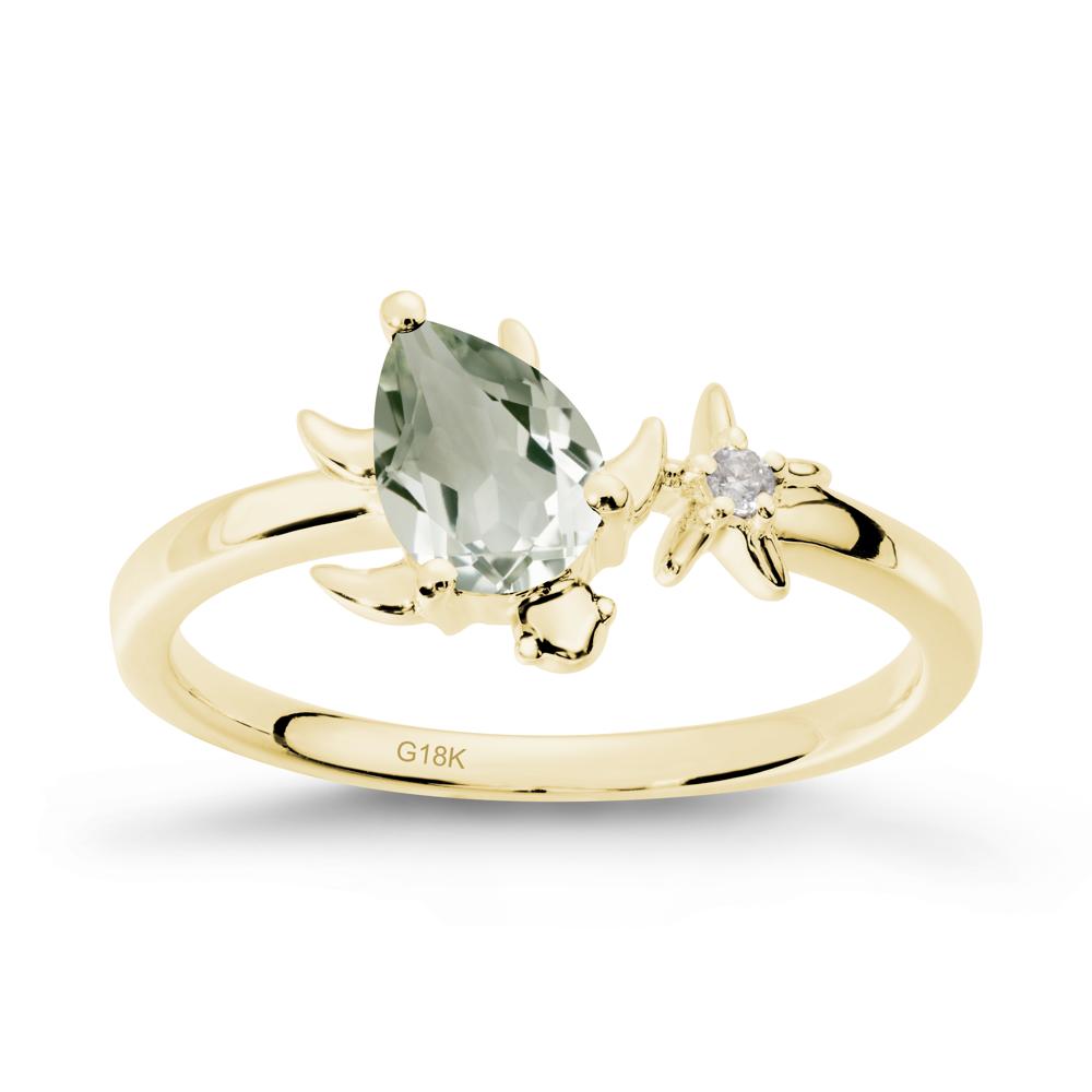 Turtle and Starfish Green Amethyst Ring - LUO Jewelry #metal_18k yellow gold