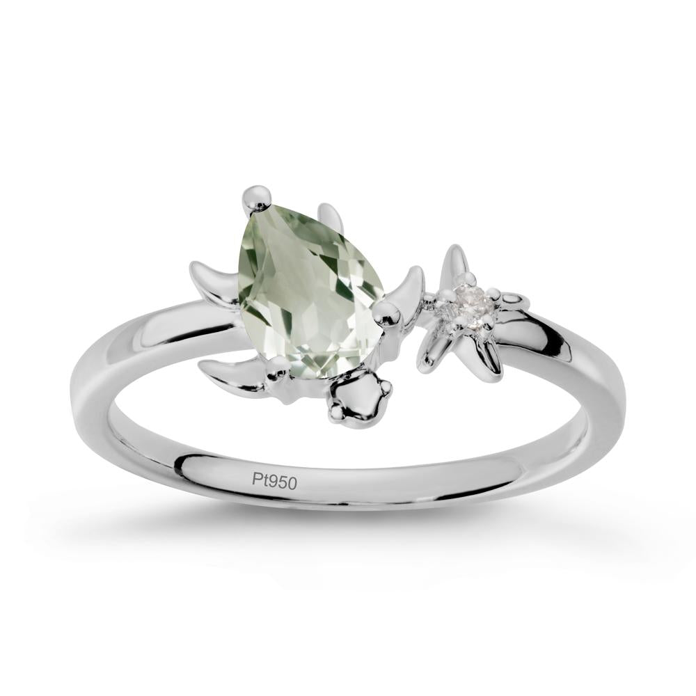 Turtle and Starfish Green Amethyst Ring - LUO Jewelry #metal_platinum