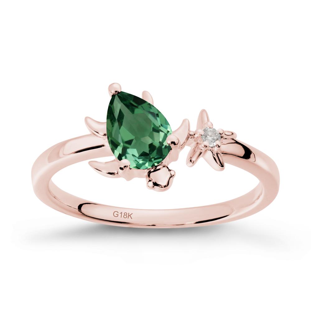 Pear Green Sapphire Turtle and Starfish Ring - LUO Jewelry #metal_18k rose gold