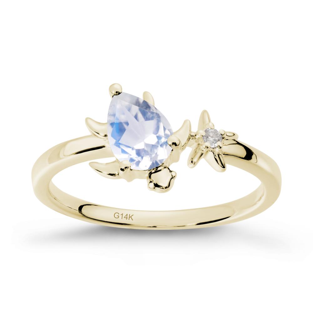 Turtle and Starfish Moonstone Ring - LUO Jewelry #metal_14k yellow gold