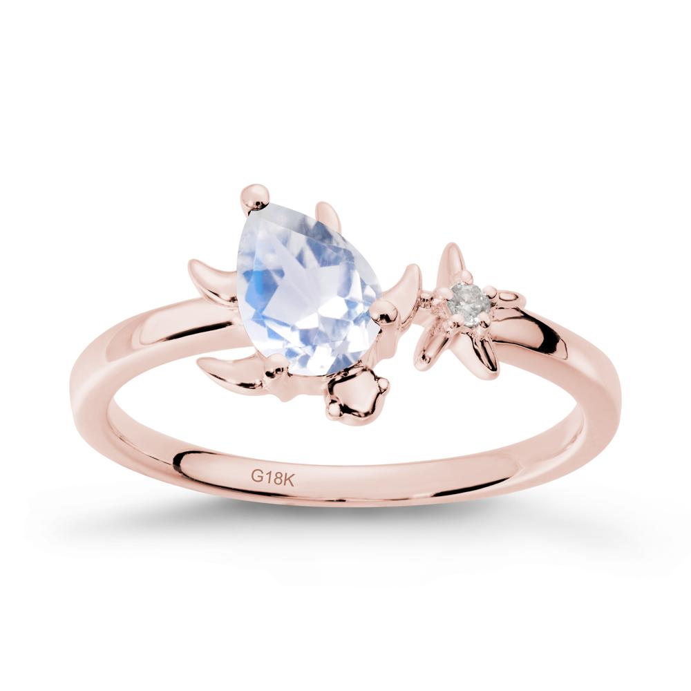 Turtle and Starfish Moonstone Ring - LUO Jewelry #metal_18k rose gold