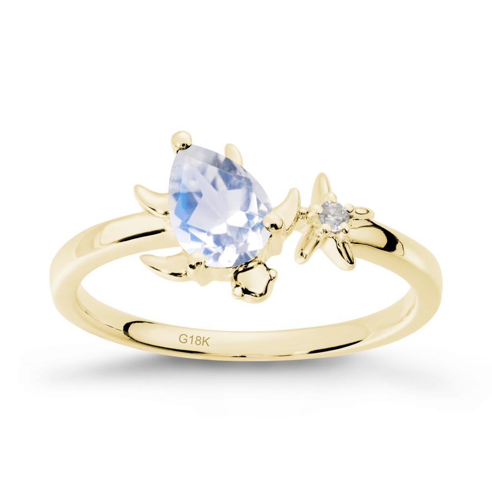 Turtle and Starfish Moonstone Ring - LUO Jewelry #metal_18k yellow gold