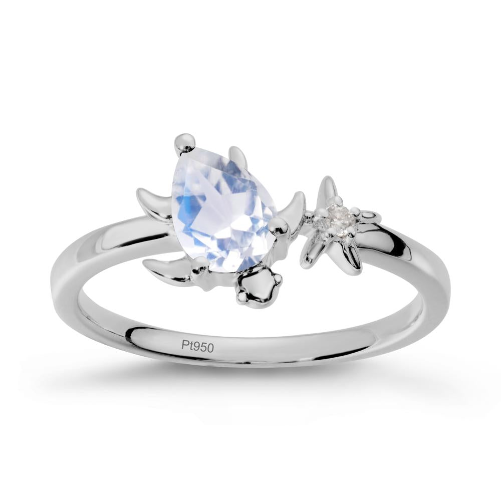 Turtle and Starfish Moonstone Ring - LUO Jewelry #metal_platinum