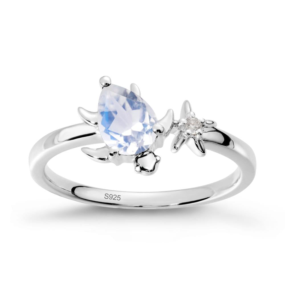 Turtle and Starfish Moonstone Ring - LUO Jewelry #metal_sterling silver