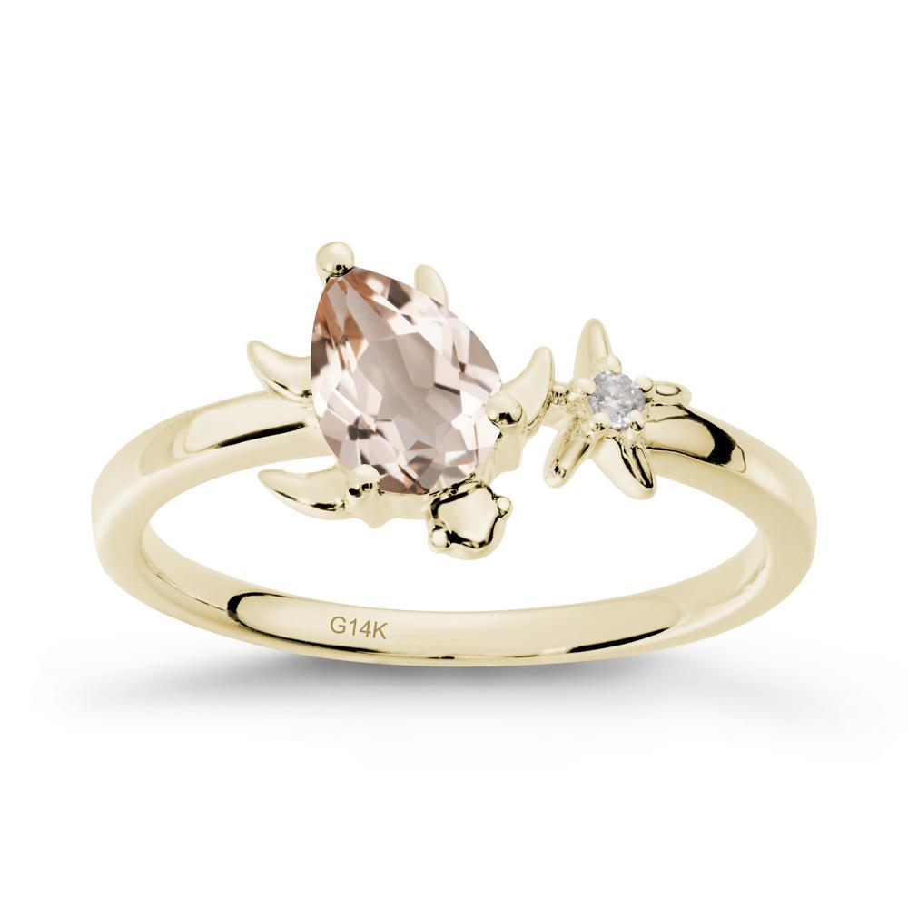 Pear Morganite Turtle and Starfish Ring - LUO Jewelry #metal_14k yellow gold