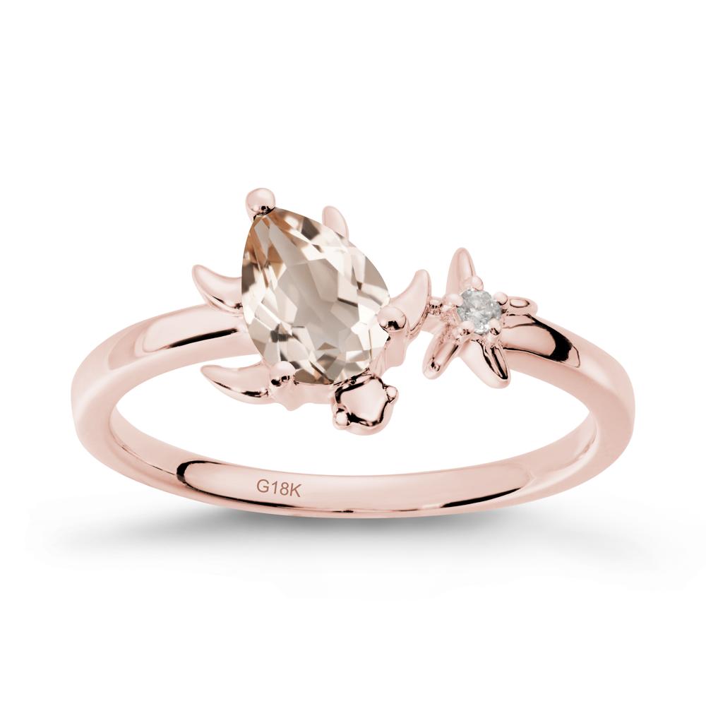 Pear Morganite Turtle and Starfish Ring - LUO Jewelry #metal_18k rose gold