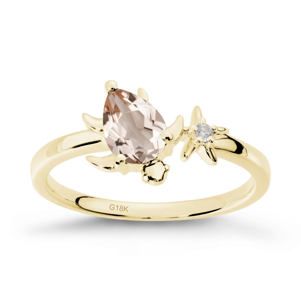 Pear Morganite Turtle and Starfish Ring - LUO Jewelry #metal_18k yellow gold