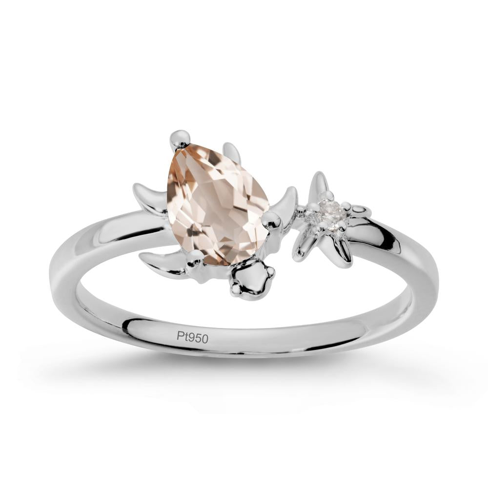 Pear Morganite Turtle and Starfish Ring - LUO Jewelry #metal_platinum