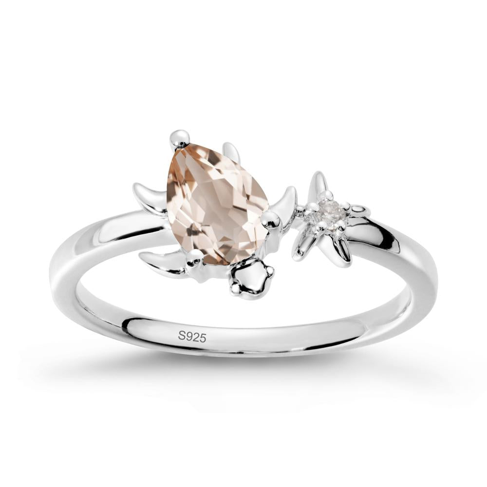 Pear Morganite Turtle and Starfish Ring - LUO Jewelry #metal_sterling silver