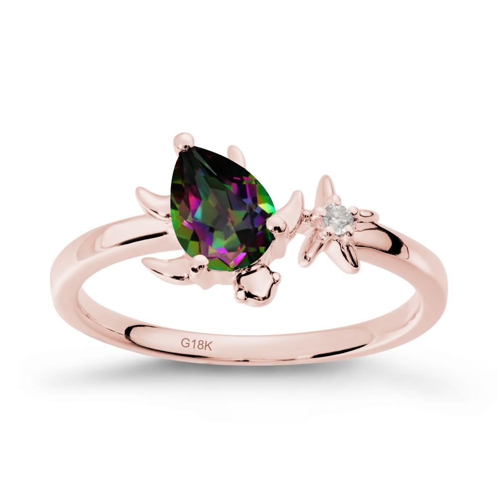 Turtle and Starfish Mystic Topaz Ring - LUO Jewelry #metal_18k rose gold