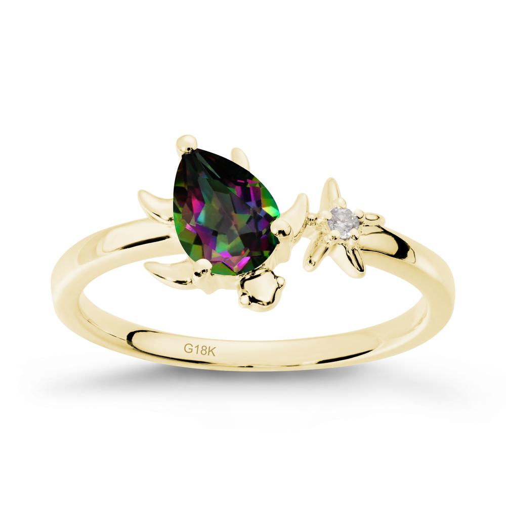 Turtle and Starfish Mystic Topaz Ring - LUO Jewelry #metal_18k yellow gold