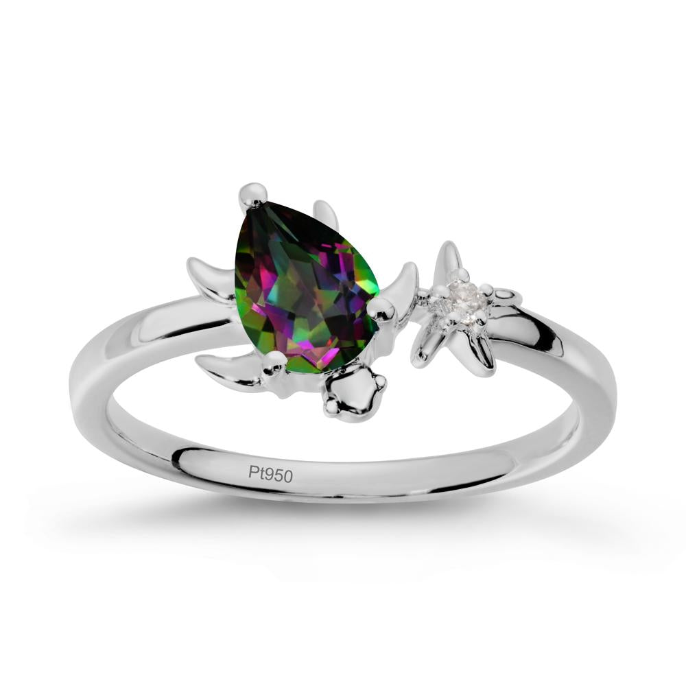 Turtle and Starfish Mystic Topaz Ring - LUO Jewelry #metal_platinum