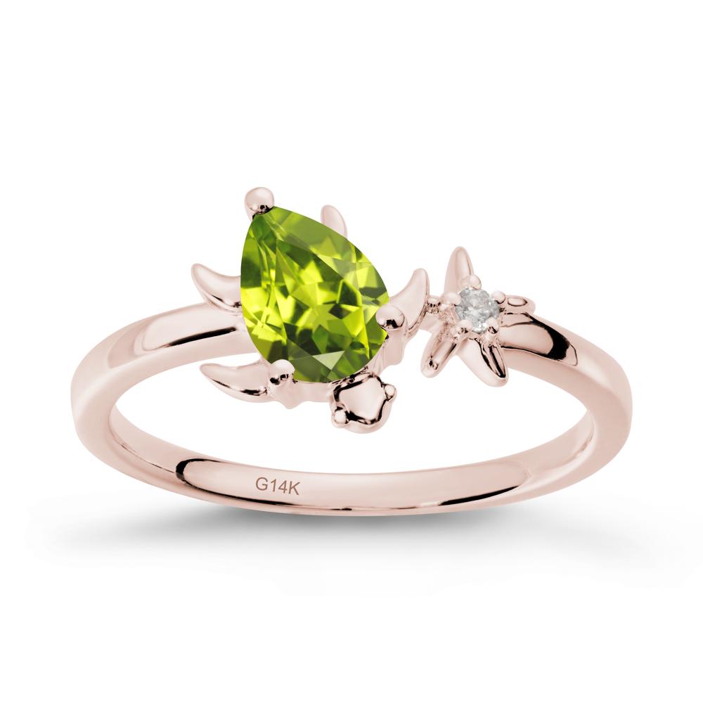 Turtle and Starfish Peridot Ring - LUO Jewelry #metal_14k rose gold