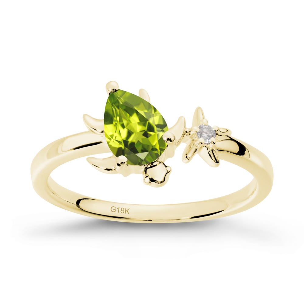 Turtle and Starfish Peridot Ring - LUO Jewelry #metal_18k yellow gold