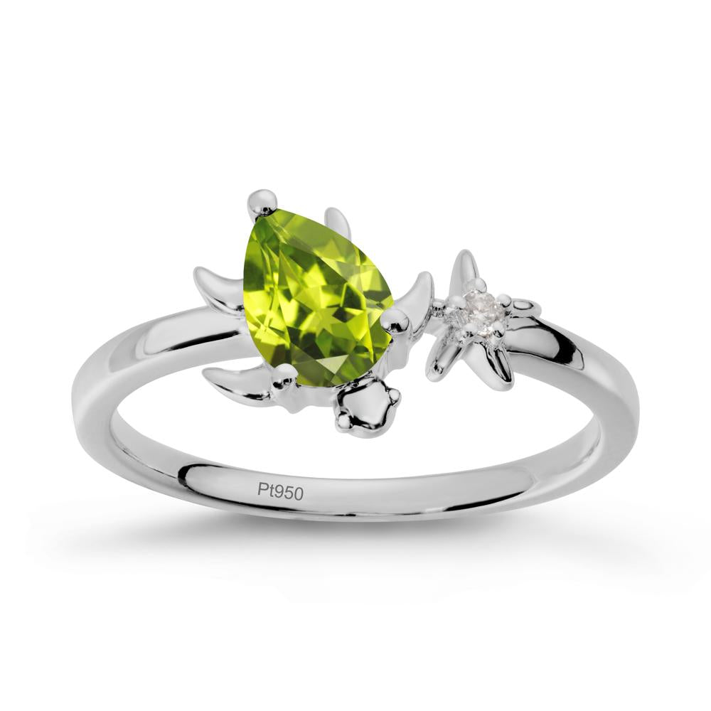 Turtle and Starfish Peridot Ring - LUO Jewelry #metal_platinum
