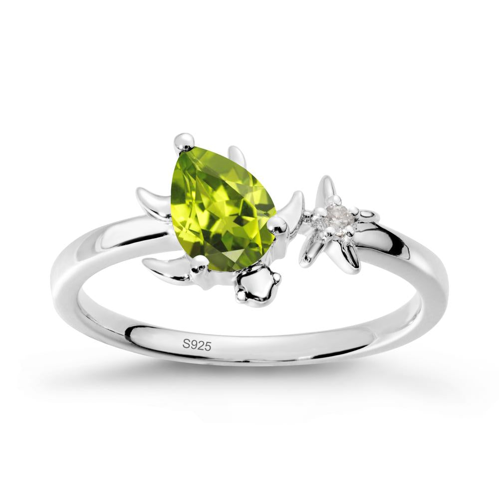 Turtle and Starfish Peridot Ring - LUO Jewelry #metal_sterling silver