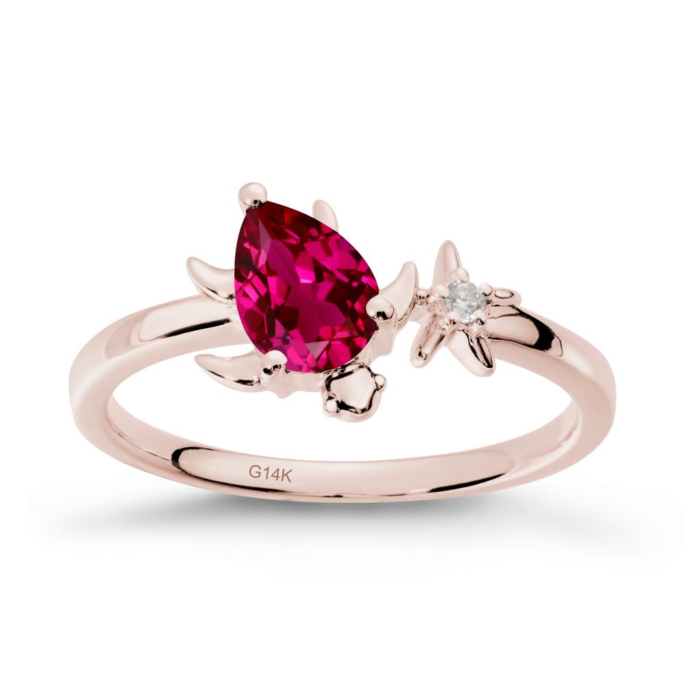 Turtle and Starfish Ruby Ring - LUO Jewelry #metal_14k rose gold