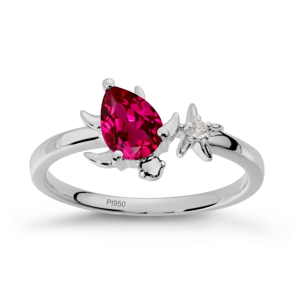 Turtle and Starfish Ruby Ring - LUO Jewelry #metal_platinum