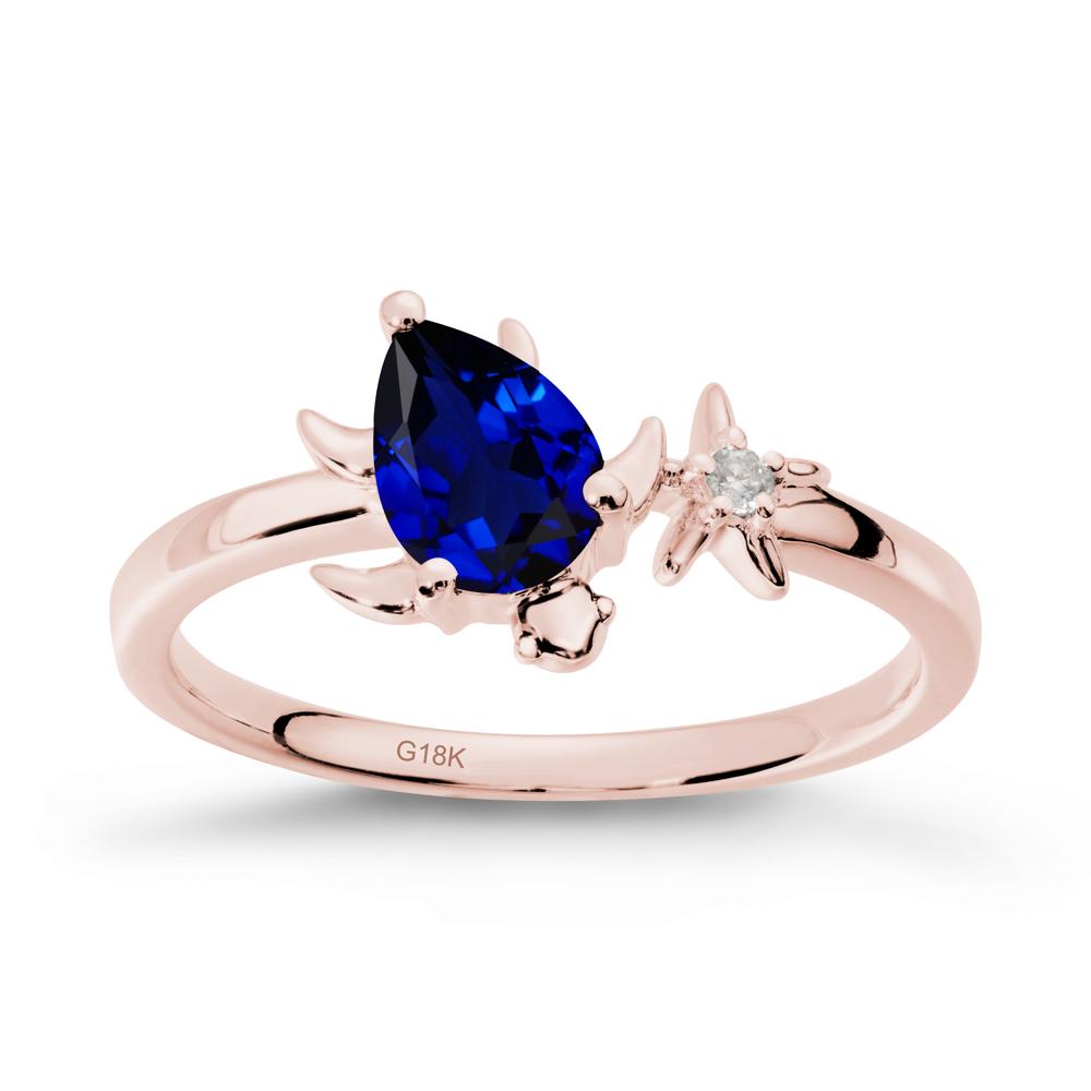 Pear Sapphire Turtle and Starfish Ring - LUO Jewelry #metal_18k rose gold