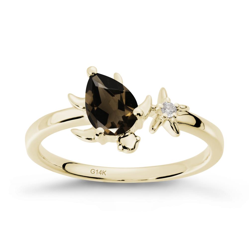 Turtle and Starfish Smoky Quartz Ring - LUO Jewelry #metal_14k yellow gold