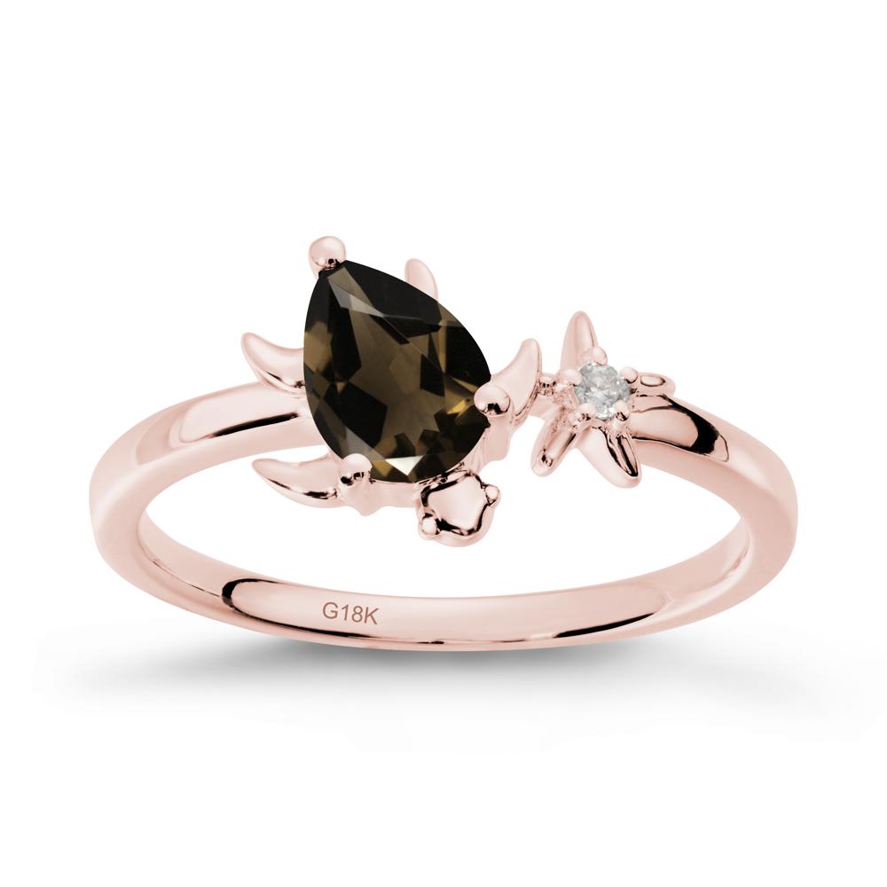 Turtle and Starfish Smoky Quartz Ring - LUO Jewelry #metal_18k rose gold