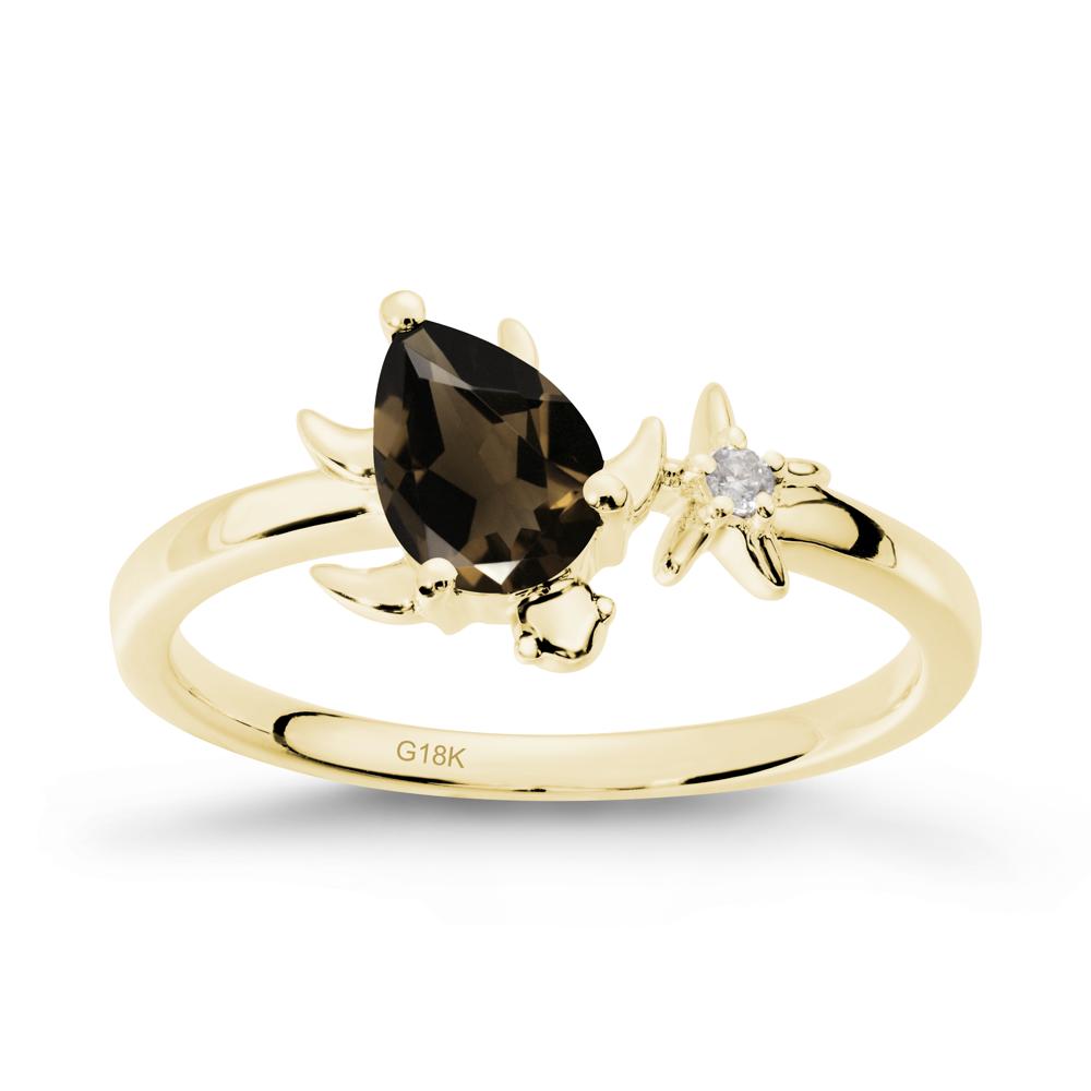 Turtle and Starfish Smoky Quartz Ring - LUO Jewelry #metal_18k yellow gold