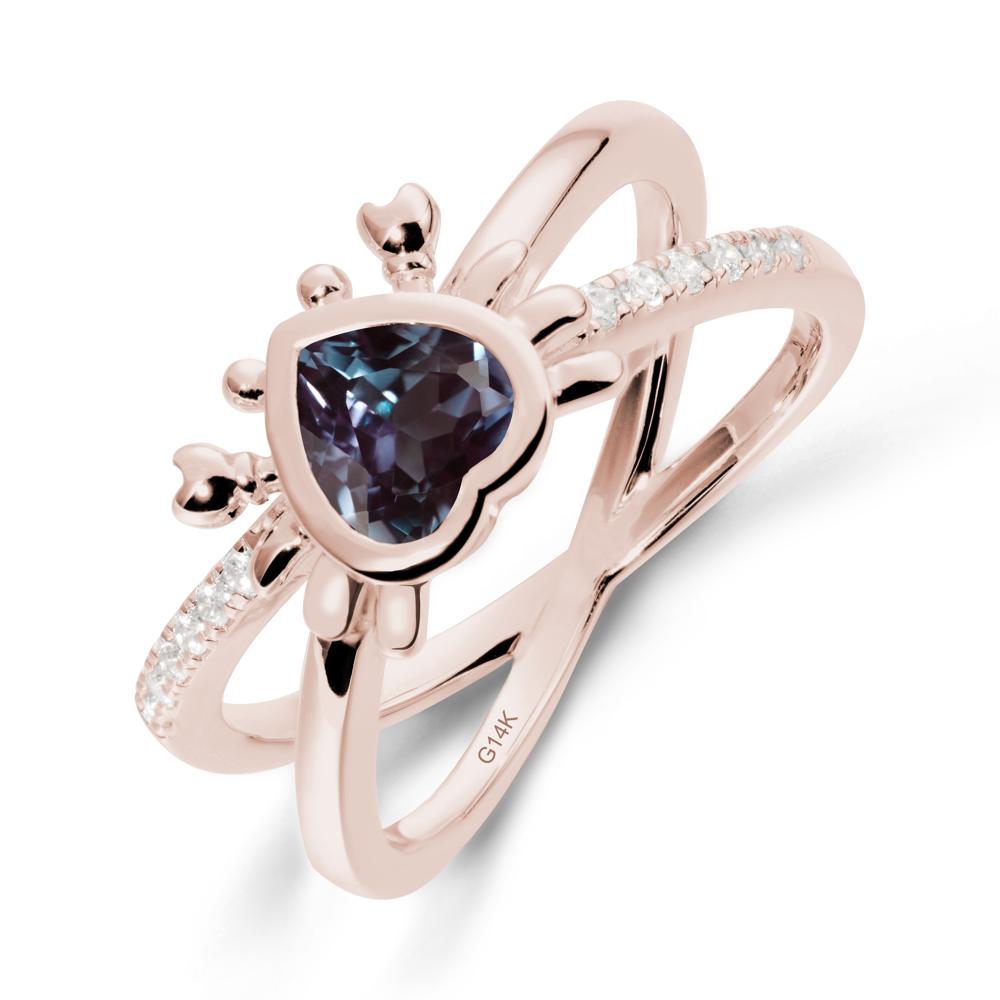 Alexandrite Criss Cross Double Band Crab Ring - LUO Jewelry #metal_14k rose gold