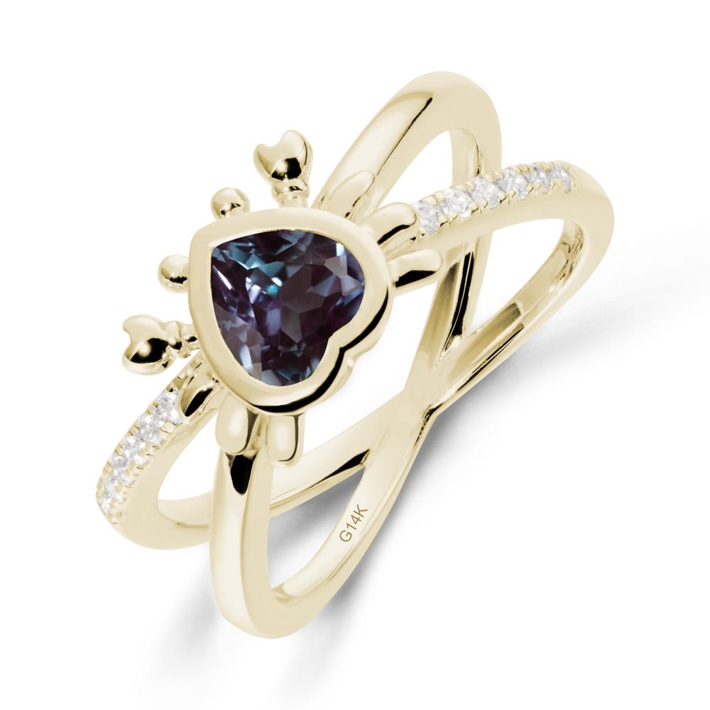 Alexandrite Criss Cross Double Band Crab Ring - LUO Jewelry #metal_14k yellow gold