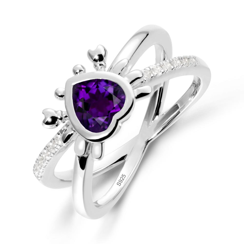 Hear Shaped Crab Amethyst Ring - LUO Jewelry #metal_sterling silver
