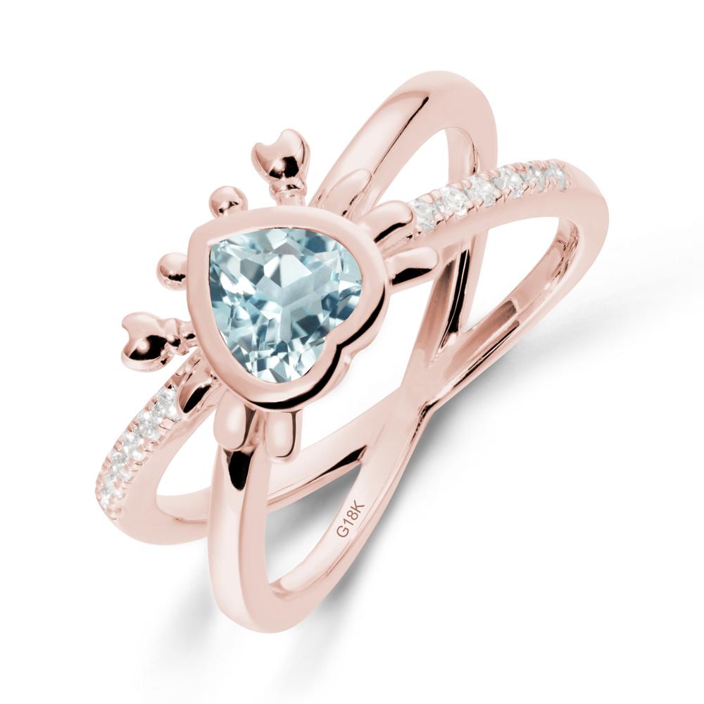 Aquamarine Criss Cross Double Band Crab Ring - LUO Jewelry #metal_18k rose gold