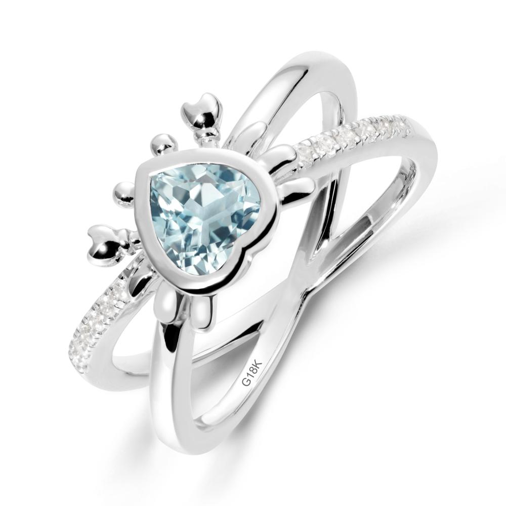 Aquamarine Criss Cross Double Band Crab Ring - LUO Jewelry #metal_18k white gold