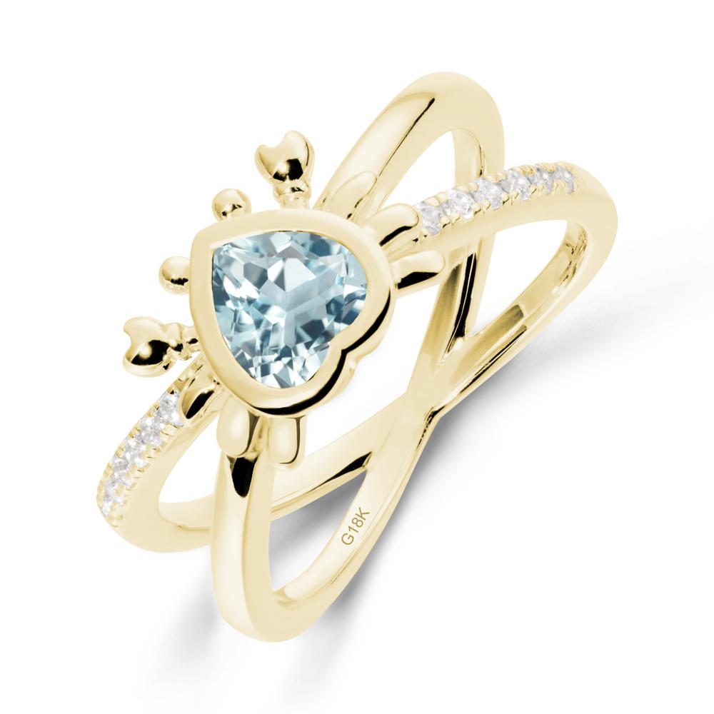 Aquamarine Criss Cross Double Band Crab Ring - LUO Jewelry #metal_18k yellow gold
