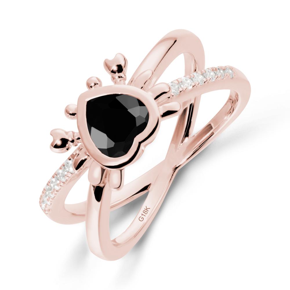 Hear Shaped Crab Black Spinel Ring - LUO Jewelry #metal_18k rose gold