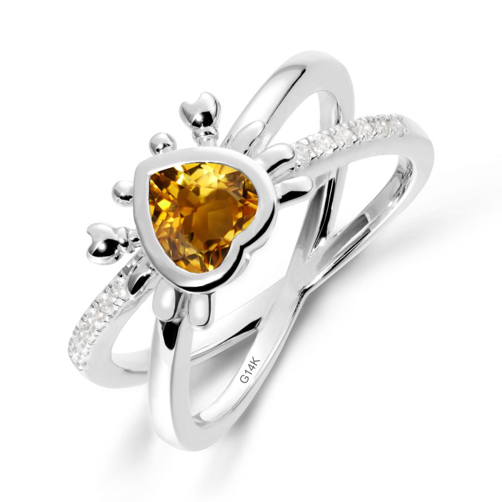 Citrine Criss Cross Double Band Crab Ring - LUO Jewelry #metal_14k white gold