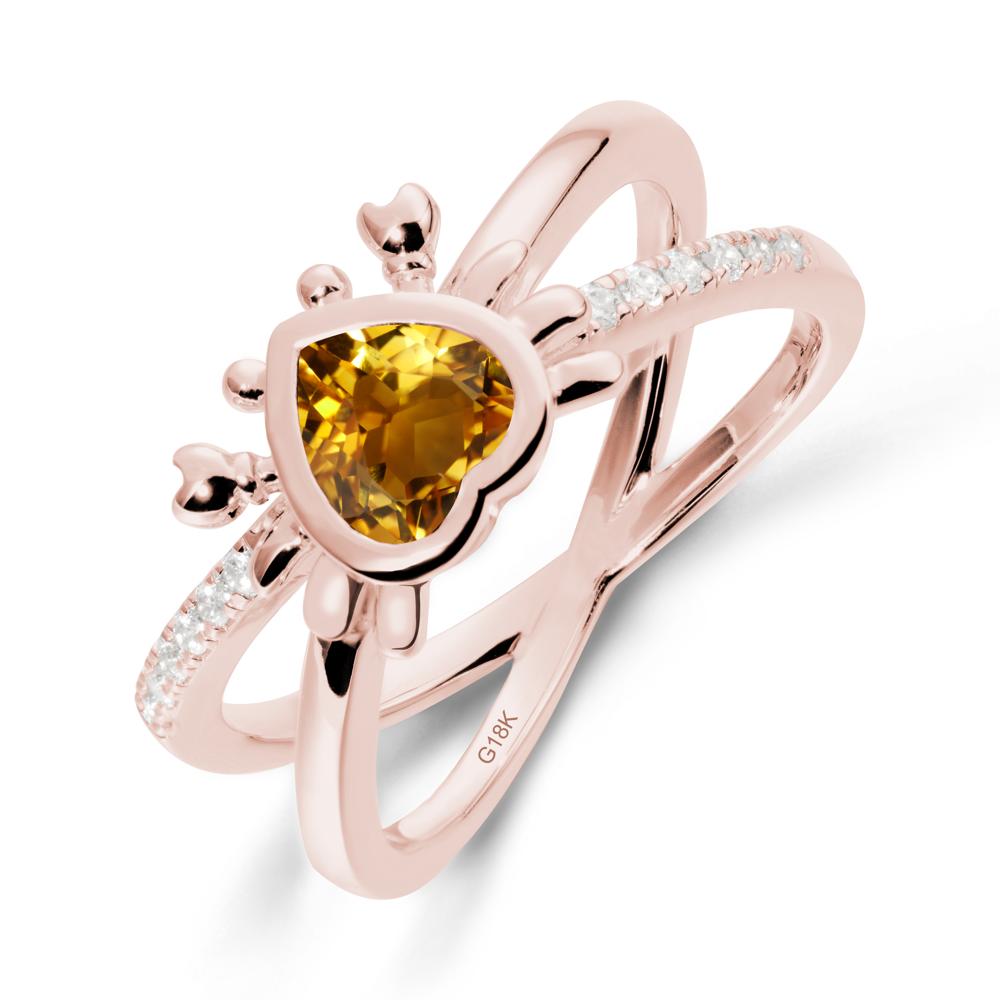 Citrine Criss Cross Double Band Crab Ring - LUO Jewelry #metal_18k rose gold