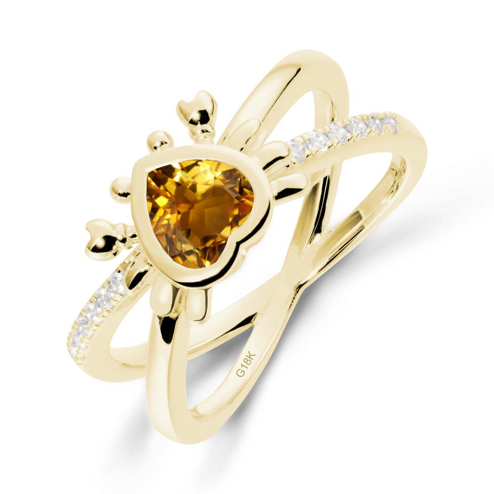 Citrine Criss Cross Double Band Crab Ring - LUO Jewelry #metal_18k yellow gold
