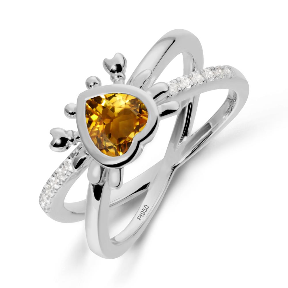 Citrine Criss Cross Double Band Crab Ring - LUO Jewelry #metal_platinum