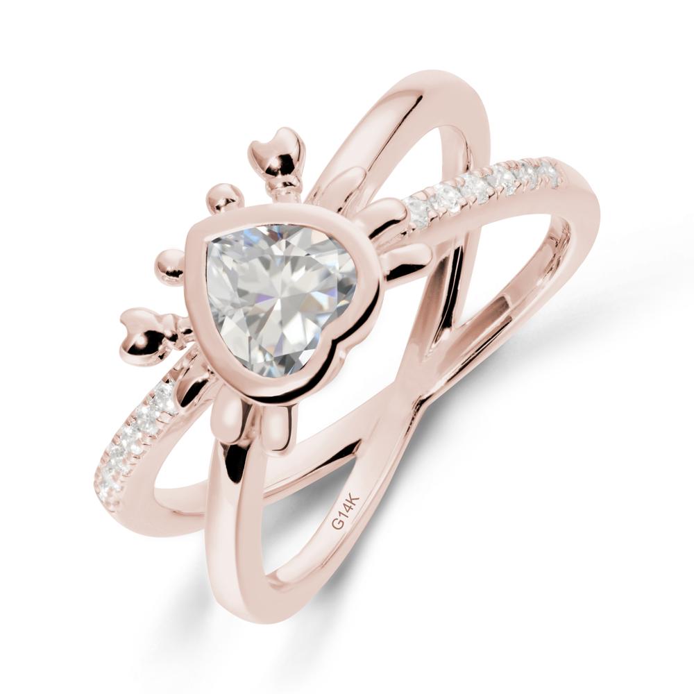 Hear Shaped Crab Cubic Zirconia Ring - LUO Jewelry #metal_14k rose gold