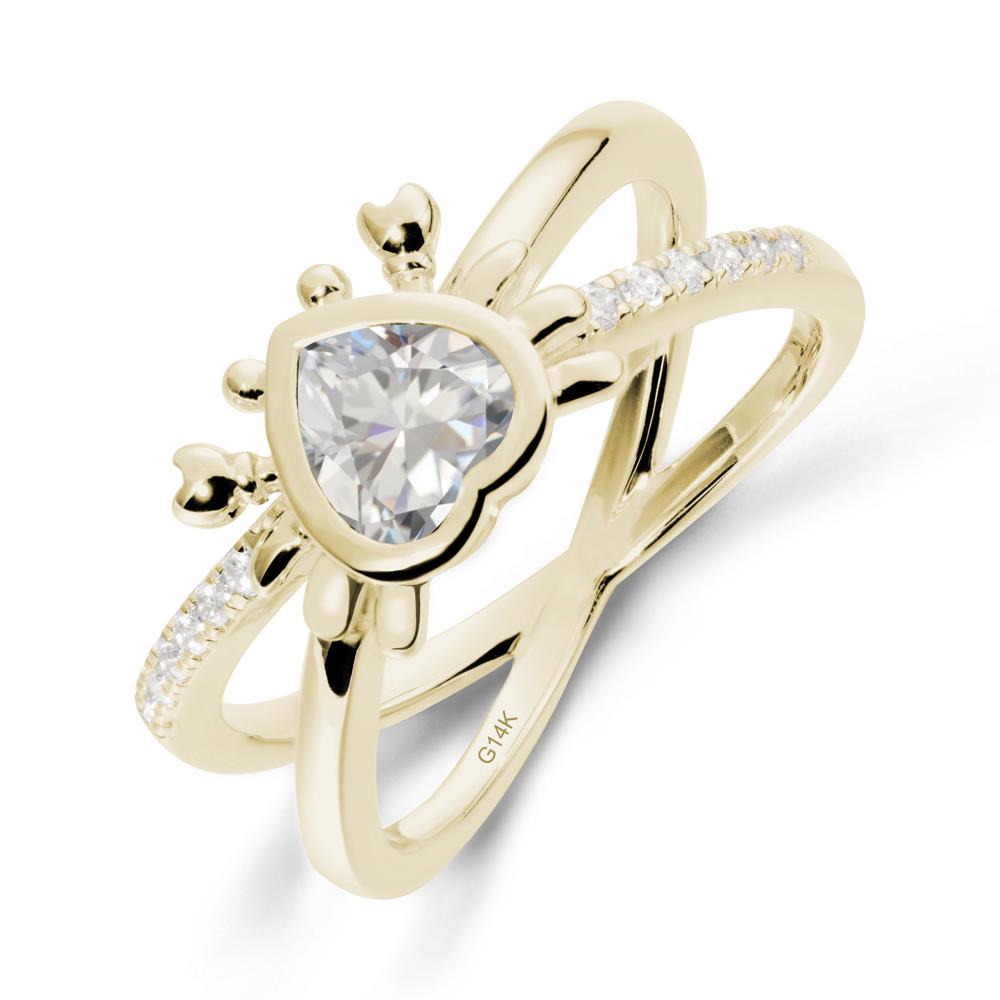 Hear Shaped Crab Cubic Zirconia Ring - LUO Jewelry #metal_14k yellow gold