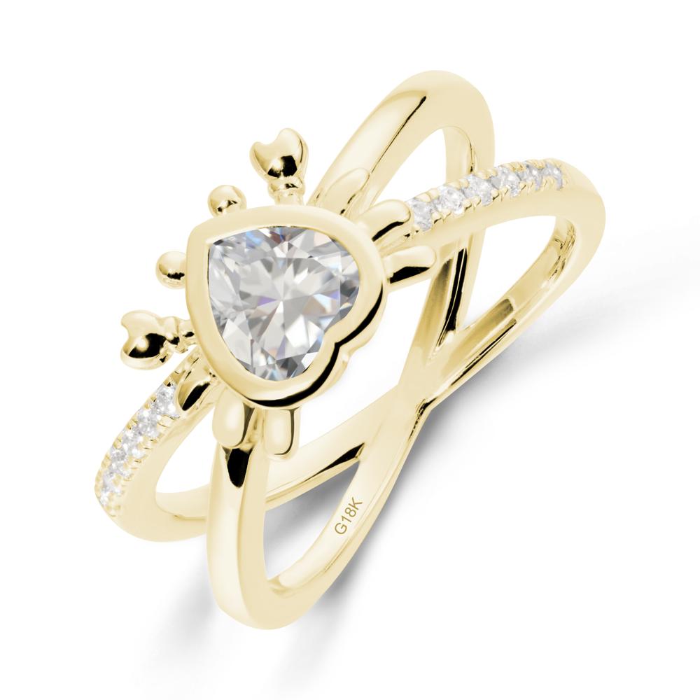 Hear Shaped Crab Cubic Zirconia Ring - LUO Jewelry #metal_18k yellow gold