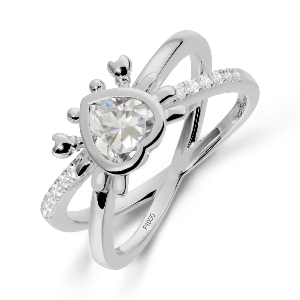 Hear Shaped Crab Cubic Zirconia Ring - LUO Jewelry #metal_platinum