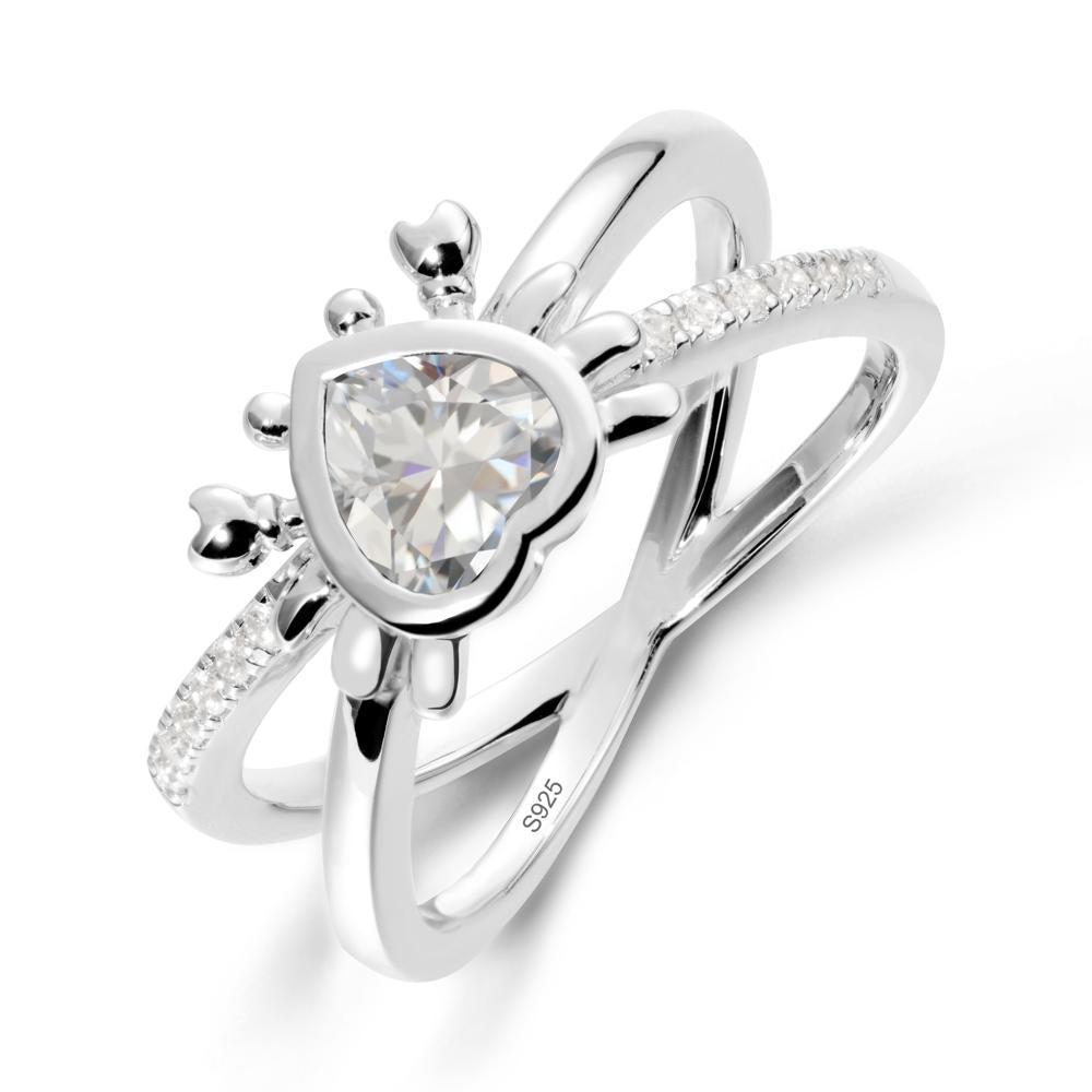 Hear Shaped Crab Cubic Zirconia Ring - LUO Jewelry #metal_sterling silver